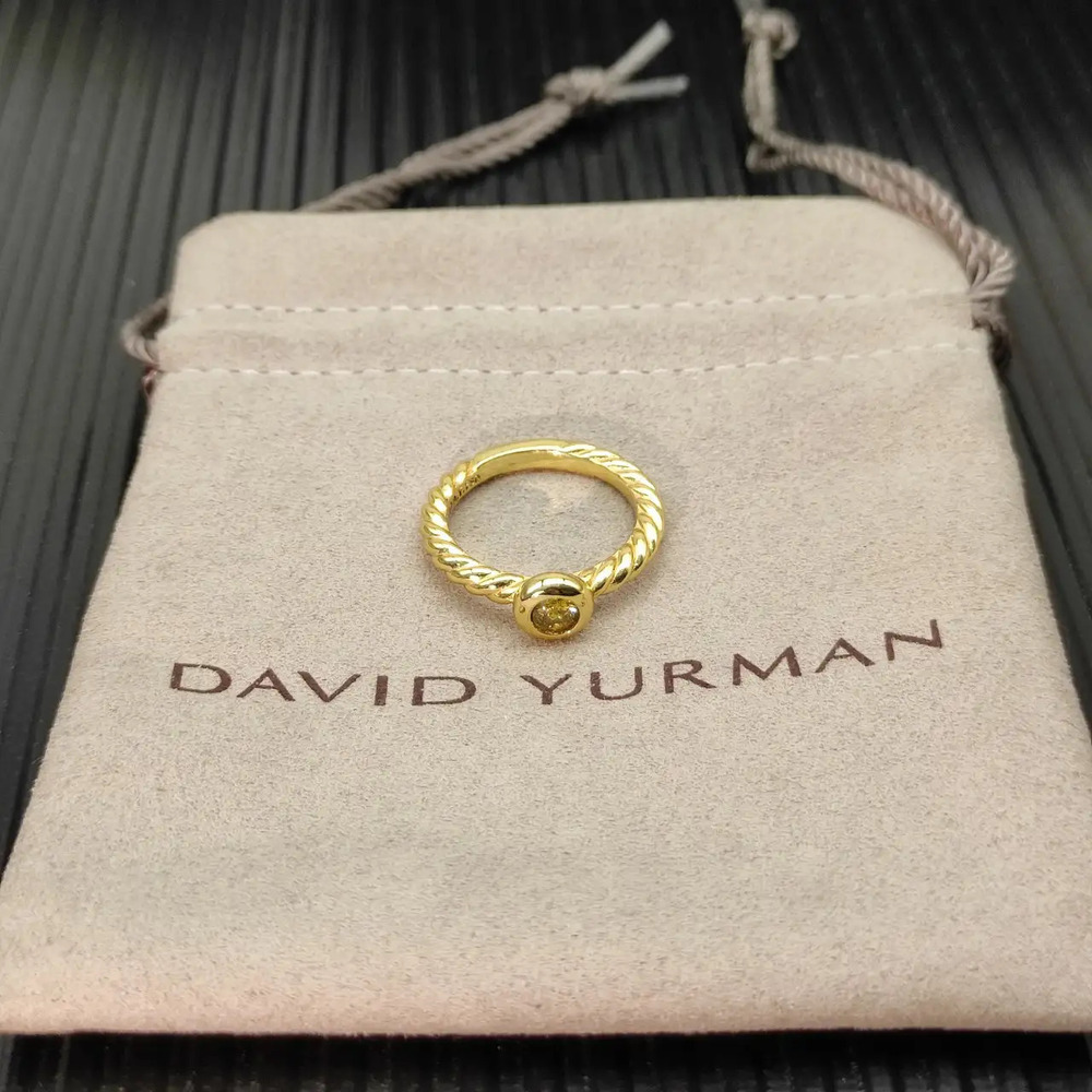David Yurman Gold Petite Cable Yellow Diamond Ring